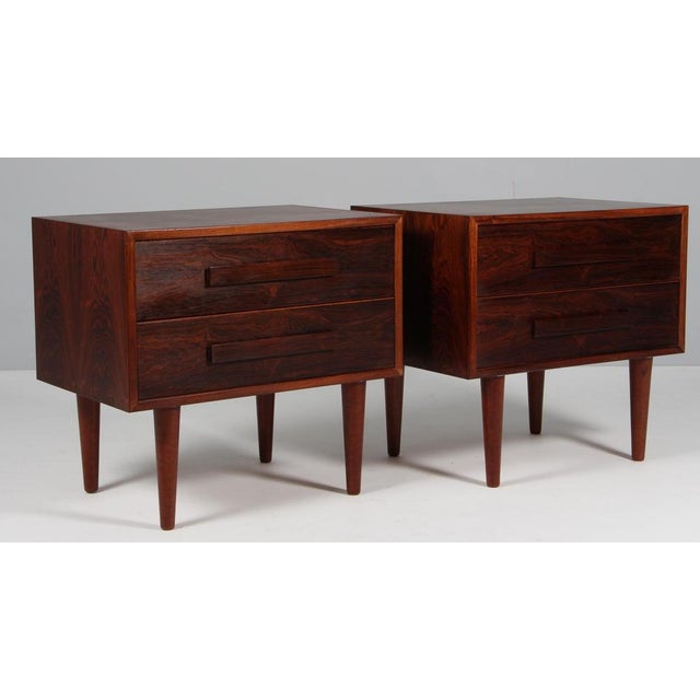 Sigfried Omann set of night tables in rosewood. with drawer This piece is attributed to the mentioned designer/maker. It...