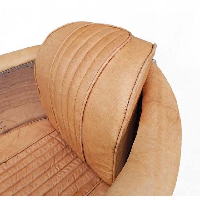 Aviator Club Chair in Brown Distressed leather For Sale - Image 4 of 18