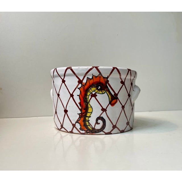 Ceramic Italian Hand-Painted Ceramic Planter with Seahorse, 1960s For Sale - Image 7 of 7