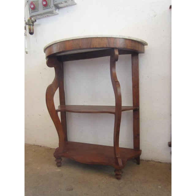 Walnut Console with Marble Top, 1980s For Sale - Image 11 of 14