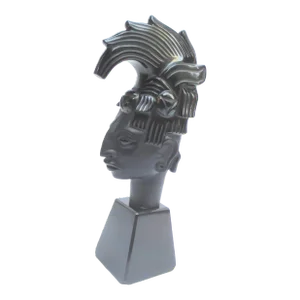 Mexican Carved Obsidian Mayan Head
