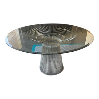 Mid-Century Modern Nickel and Glass Dining Table Attributed to Warren Platner for Knoll For Sale