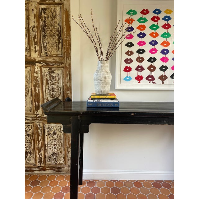 Vintage Chinese Black Lacquered Altar Console Table For Sale In San Francisco - Image 6 of 9