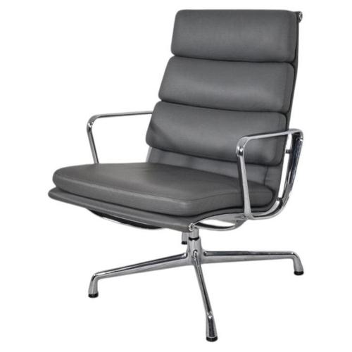 EA219 Soft Pad Chair in Soft Leather by Charles and Ray Eames for Vitra For Sale - Image 4 of 5
