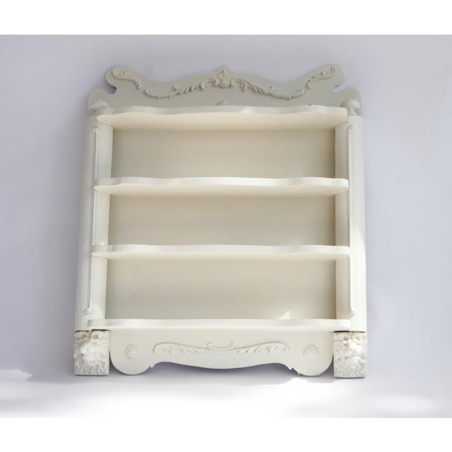 Antique White Wooden Wall Rack with Lions For Sale - Image 4 of 11