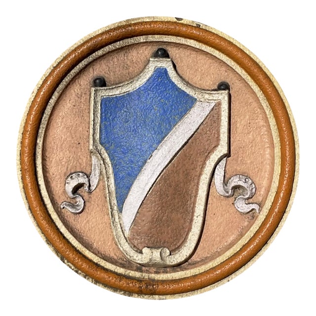 Vintage Round Heraldic Crest Architectural Element For Sale