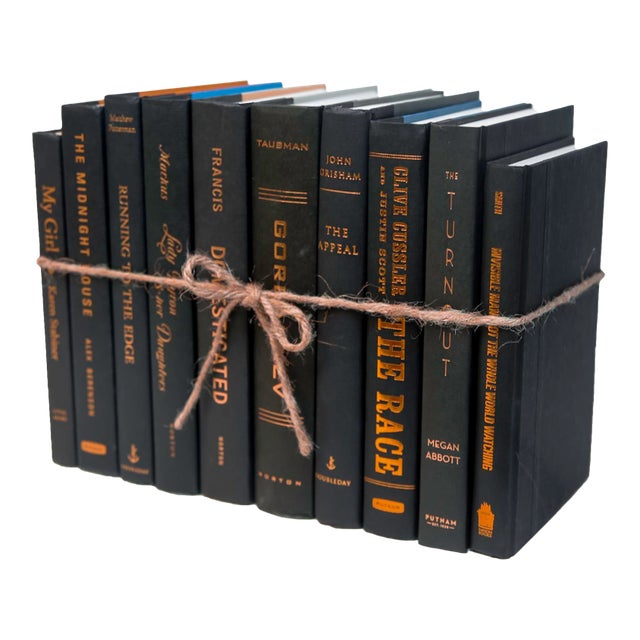 Decorative Books - Onyx and Copper Book Bundle - 1 Foot of Black Books For Sale