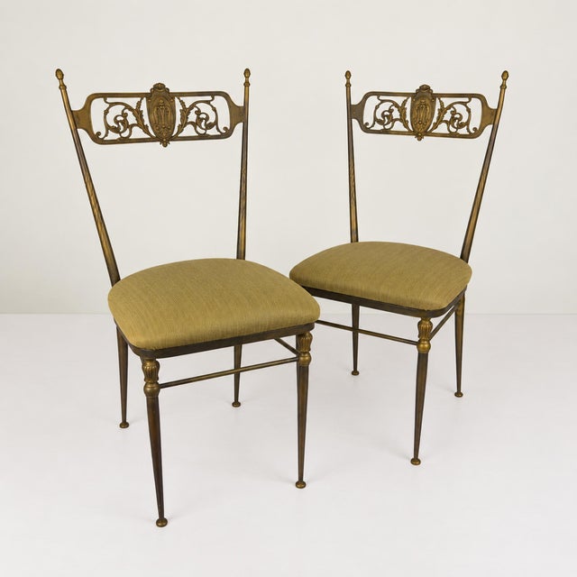 1950s Vintage Decorative Brass Chairs, Italy, 1950s, Set of 2 For Sale - Image 5 of 18