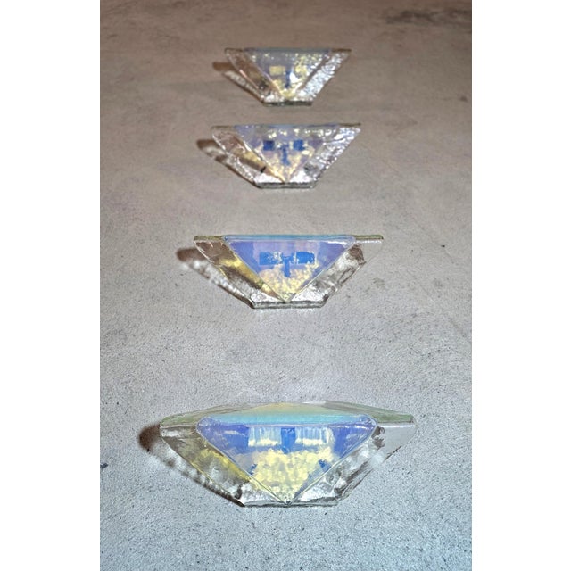 Blue Vintage Murano Glass Wall Lights by Carlo Nason for A.V. Mazzega, 1960s, Set of 4 For Sale - Image 8 of 17