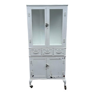 Antique Steel Industrial Medical Dental Display Cabinet For Sale