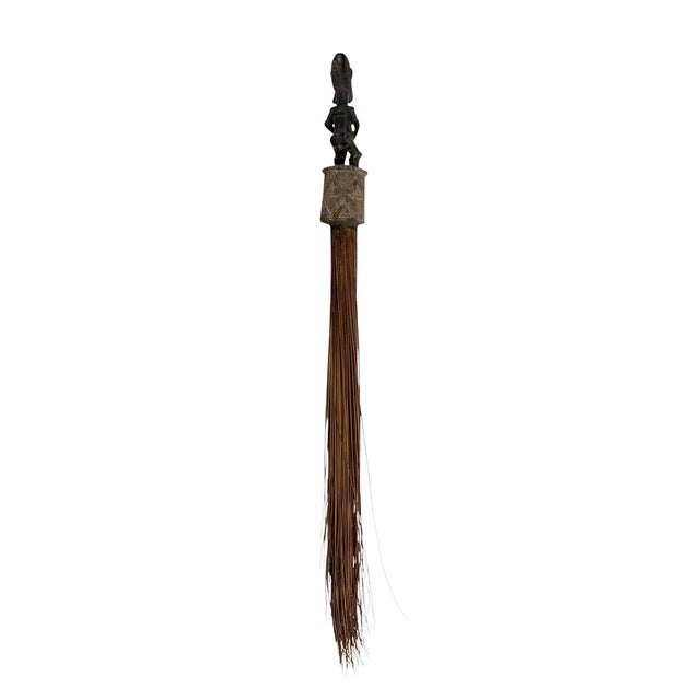 Brown Vintage African Baule Materity Broom With Female Figure 29" H For Sale - Image 8 of 8