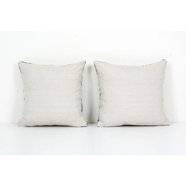 Green Silk Ikat Velvet Pillow Cover - Set of Two For Sale - Image 4 of 5