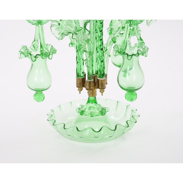 Metal 19th Century Victorian Style Italian Glass / Brass Epergne Centerpiece Vase For Sale - Image 7 of 18