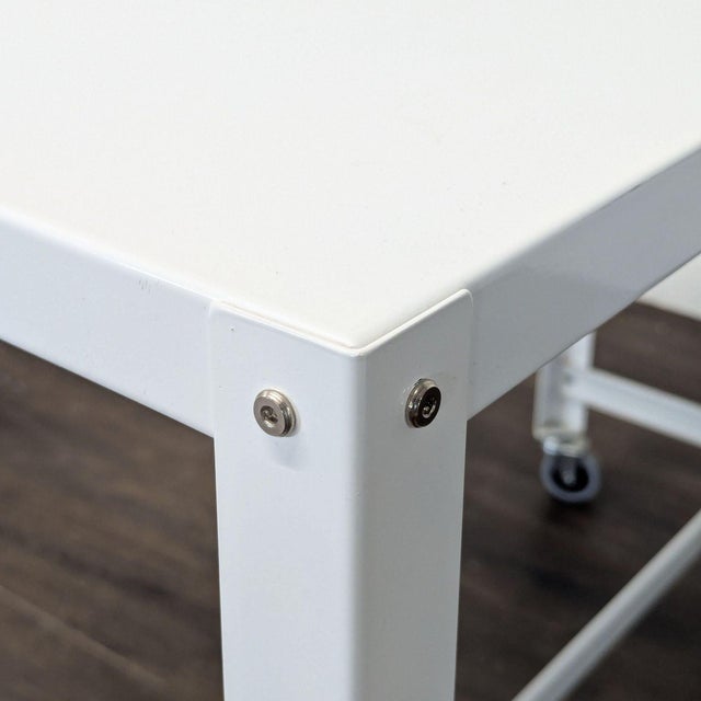 Cb2 Go Kart White Modern Rolling Desk With Metal Frame For Sale In San Francisco - Image 6 of 7