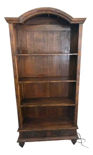 1990s Old World Rustic Solid Wood Bookcase