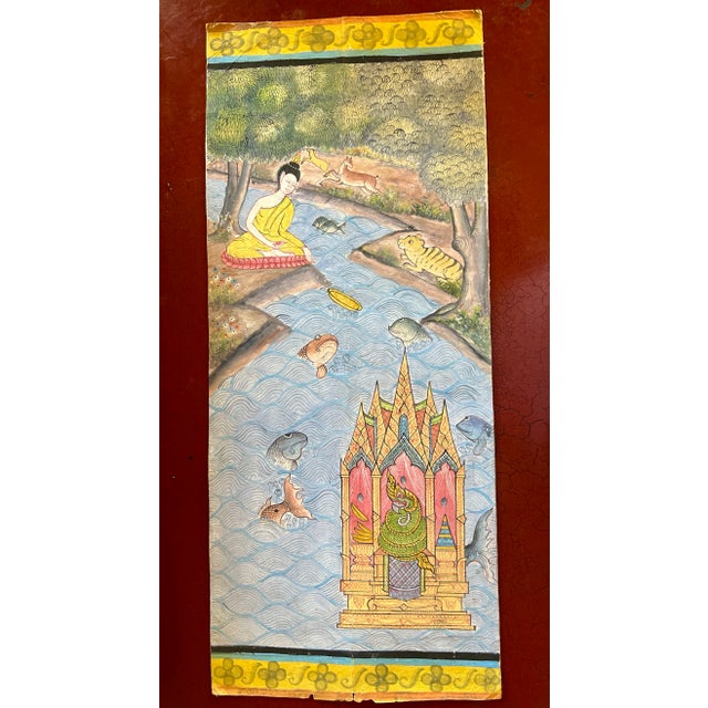 Antique Thai Buddhist Prayer Manuscript Sheet For Sale In Palm Springs - Image 6 of 6