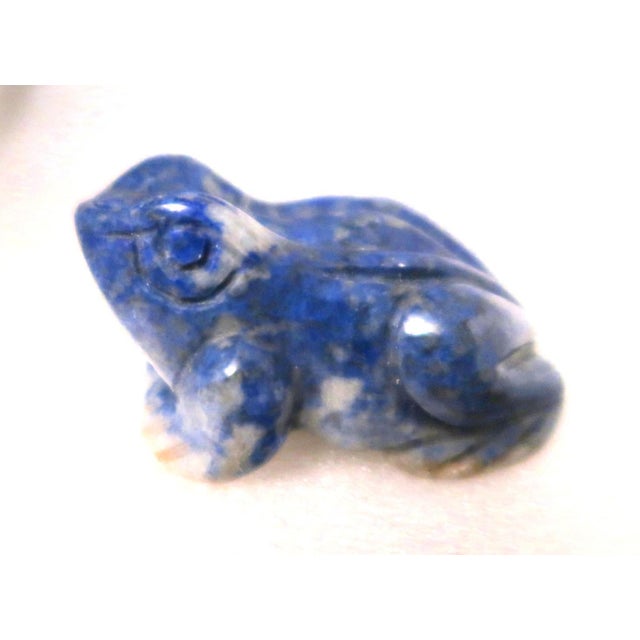 Stone Miniature Well-Carved Frog of Lapiz Lazuli Stone - Frankie the Frog! For Sale - Image 7 of 17