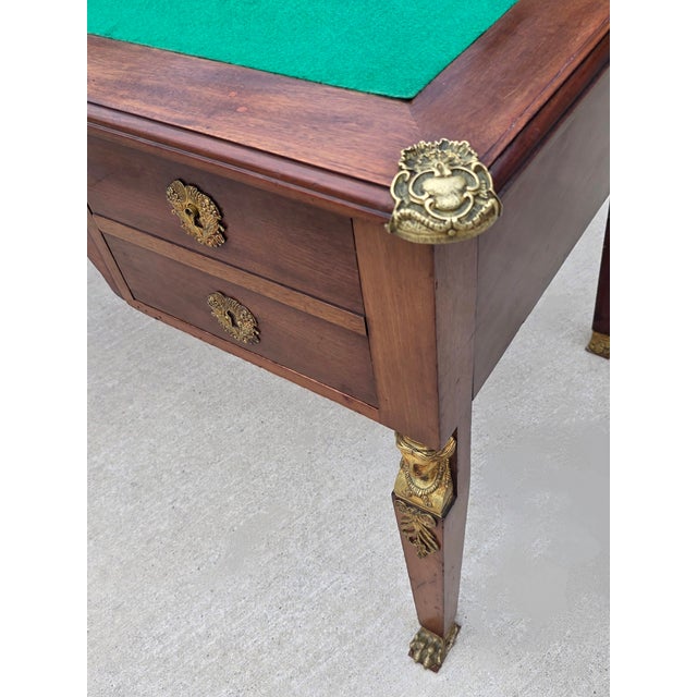 Wood 19th Century French Empire Gilt Bronze Mounted Writing Desk For Sale - Image 7 of 18