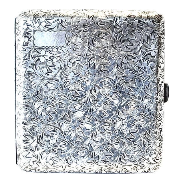 1910s Cigarette Case - Stamped .950 Silver * Better Than Sterling * Antique - Hand Etched All Over Fine Elegant Design. For Sale