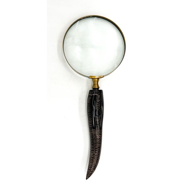Abercrombie & Fitch Vintage Magnifying Glass With Hand-Carved Horn Handle | English Sporting Style Desk Accessory | Gentleman’s Library Decor For Sale - Image 4 of 9