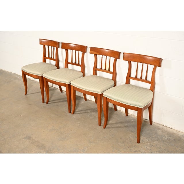 Kindel Furniture Regency Solid Cherry Wood Klismos Side Chairs or Dining Chairs, Pair For Sale - Image 14 of 15