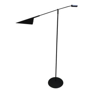 Mid-Century Memphis Style Black Metal Articulating Floor Lamp For Sale