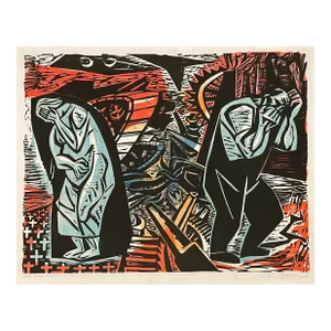 1951 Irving Amen Bitter Harvest Color Woodblock