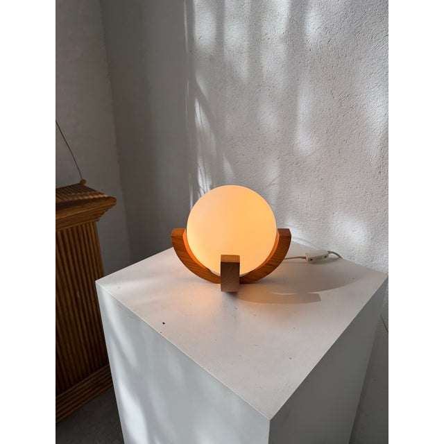 Vintage Ball Desk Lamp with Pine Stand, 1980s For Sale - Image 3 of 18