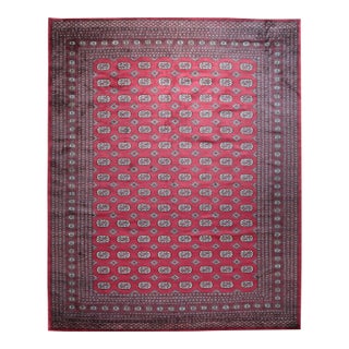 Red Bokhara Design Hand-Knotted Pakistani Wool Rug 4x6 For Sale