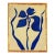 Original Iris Flower Painting in Gold Bamboo Frame, Oil on Canvas, 13" X 16" by Tatiana Duperault For Sale