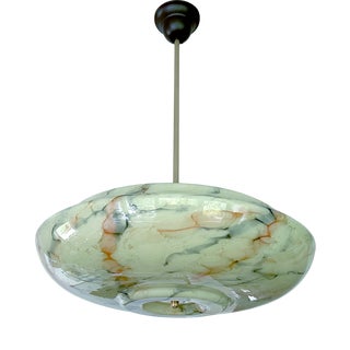 Art Deco Pendant Light in Marble Glass, 1930s For Sale