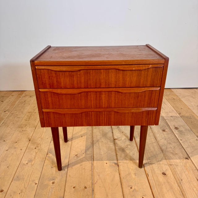 Danish Teak Nightstand with 3 Drawers, 1960s For Sale - Image 4 of 7