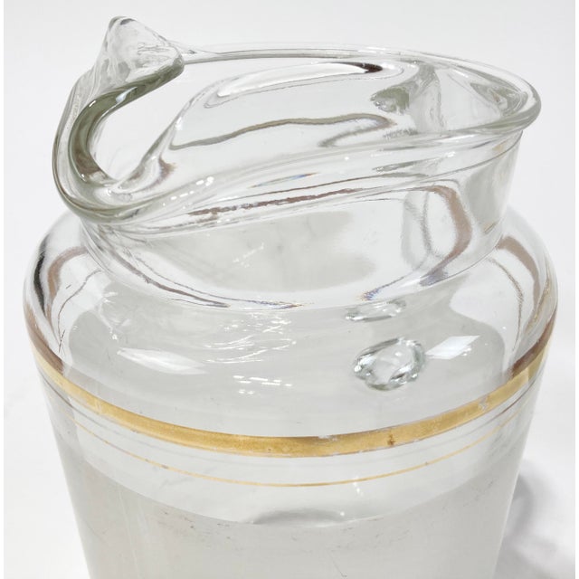 Glass Vintage Etched Glass Gold Rimmed Pitcher and 12 Glasses, Set of 13 For Sale - Image 7 of 8