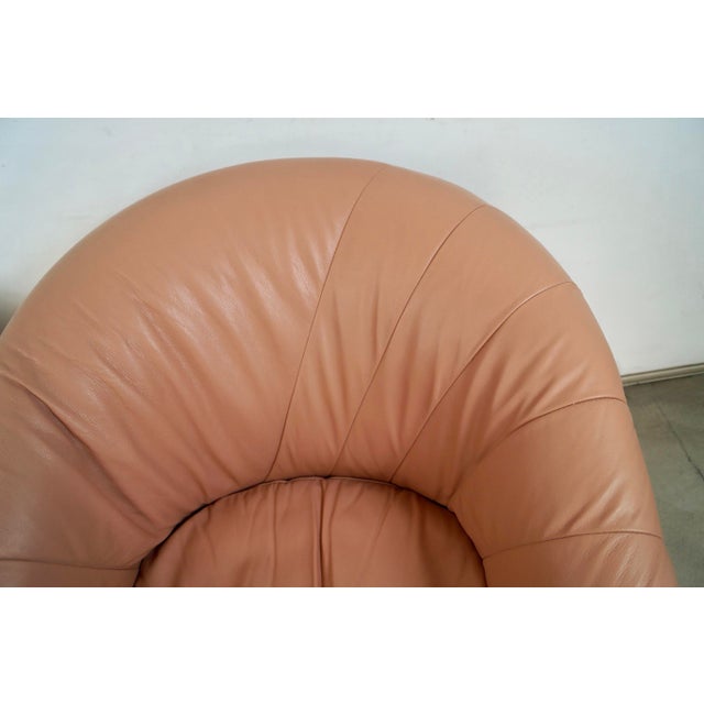 1980’s Art Deco Leather Swivel Lounge Chairs - A Pair For Sale - Image 10 of 12