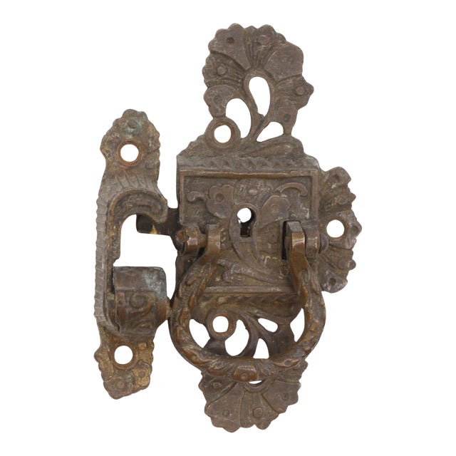 Antique Art Nouveau Bronze Right Swing Ice Box Latch For Sale