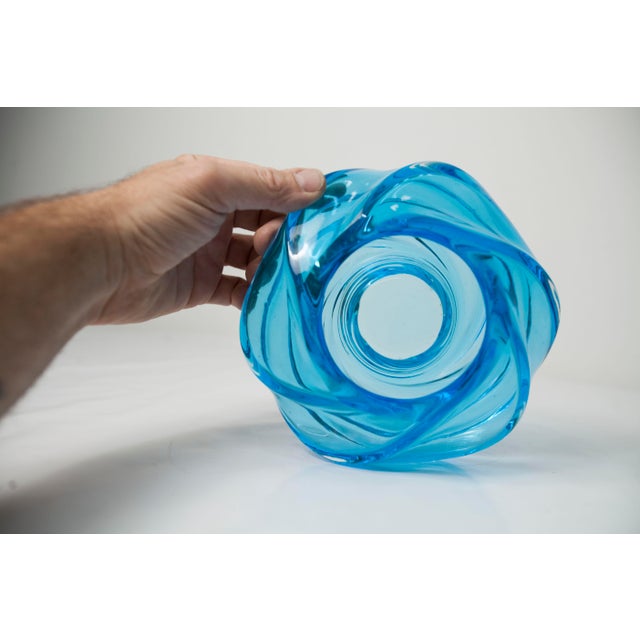 Blue Handmade Swirl Murano Glass Candleholder by Vistosi, 2014 For Sale - Image 8 of 18