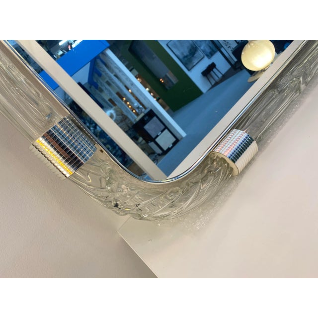 Murano Italian "Torciglione" Murano Style Glass Wall Mirror by SimoEng For Sale - Image 4 of 11