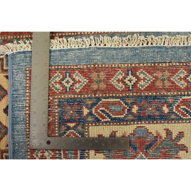 Kazak Rug 8’11” X 11’11” Blue Wool Tribal Hand-Knotted Oriental Carpet For Sale - Image 14 of 14