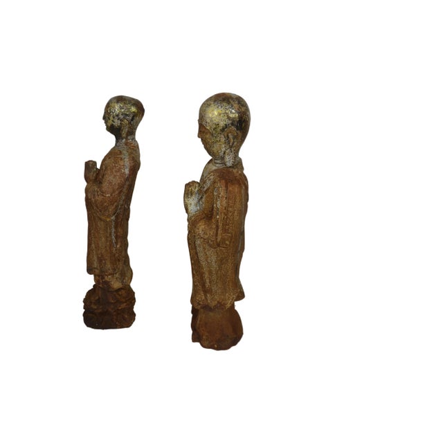 1970s Pair of Asian Cast Iron Buddha Figures For Sale - Image 5 of 7