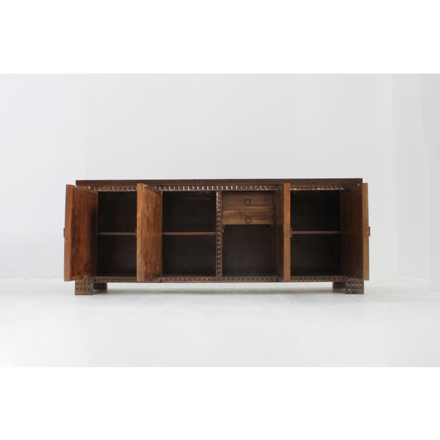 Spanish Brutalist Sideboard in Walnut, 1960s For Sale - Image 4 of 10