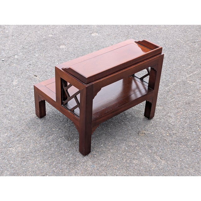 Mid 20th Century Vintage Drexel Heritage Mahogany Chippendale Style Bed Steps Library Step Stool For Sale - Image 5 of 8