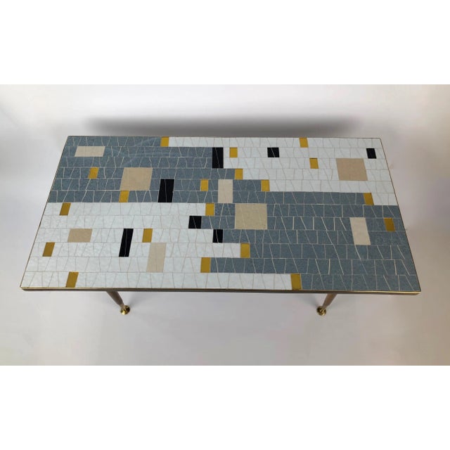 Mid-Century Glass Mosaic Coffee Table in Black, White, Grey & Gold For Sale - Image 3 of 14