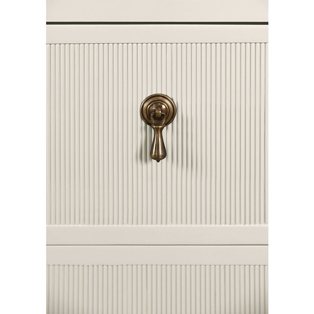 Matthew Izzo Home Pascal Antique White Matte Lacquer Three Drawer Chest With Brass Drawer Pulls For Sale In New York - Image 6 of 7