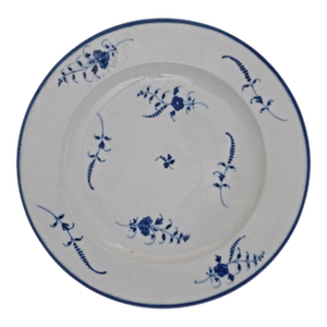 18th Century Chantilly French Soft Paste Porcelain Plate Dish Blue Sprig Pattern