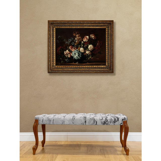 R. Suraci, Floral Still Life, 1980s, Oil on Canvas For Sale - Image 6 of 10