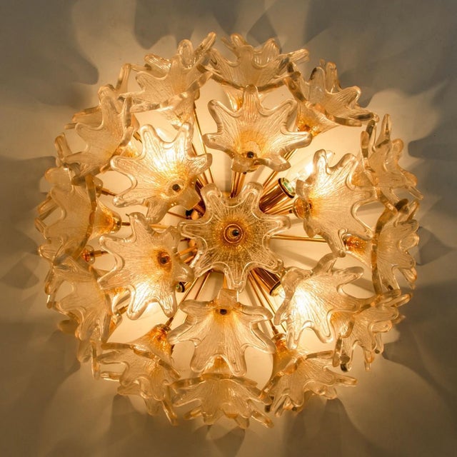Brass & Gold Murano Glass Sputnik Wall Light in Venini Style, Italy, 1970s For Sale - Image 11 of 17