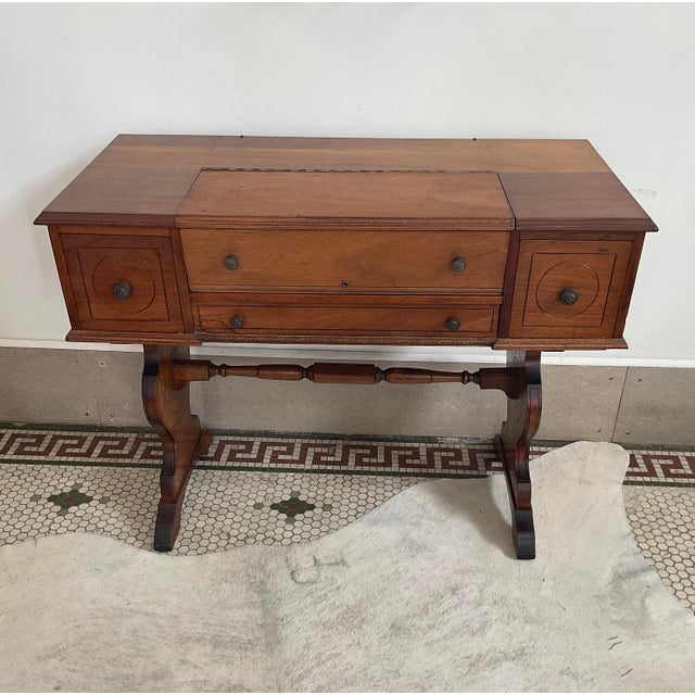 Wood Antique Spinet Secretary/Desk Attr. To Hekman For Sale - Image 7 of 16