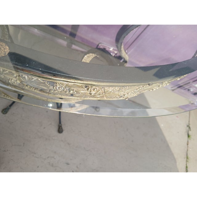 Maison Jansen Style French Neoclassical Brass & Wrought Iron Console With Cloven Hoof Feet For Sale - Image 9 of 13