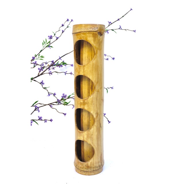 Vintage Bamboo Ikebana 4Level Kad? Vase Japanese Cylindrical