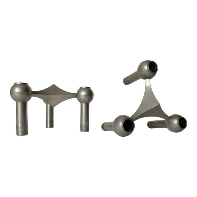 C.1970's Mid-Century Fritz Nagel & Caesar Stoffi for B M F Germany Modular Candle Holders - Pair For Sale